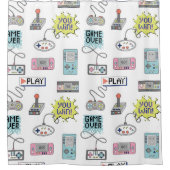 Retro-Gamecontroller: Farbenloses Muster Duschvorhang (Vorderseite)