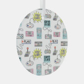 Retro-Gamecontroller: Farbenloses Muster Ornament Aus Glas (Vorderseite Rechts)