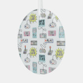 Retro-Gamecontroller: Farbenloses Muster Ornament Aus Glas (Vorderseite links)