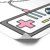 Retro-Gamecontroller: Farbenloses Muster Poster (Ecke)