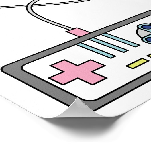 Retro-Gamecontroller: Farbenloses Muster Poster (Ecke)