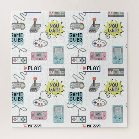Retro-Gamecontroller: Farbenloses Muster Puzzle (Vertikal)