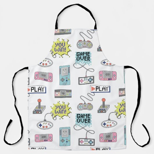 Retro-Gamecontroller: Farbenloses Muster Schürze (Vorderseite)