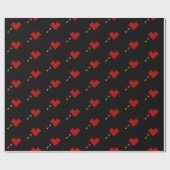 Retro Gamer 8 Bit Herz und Pfeil Geschenkpapier (Flach)