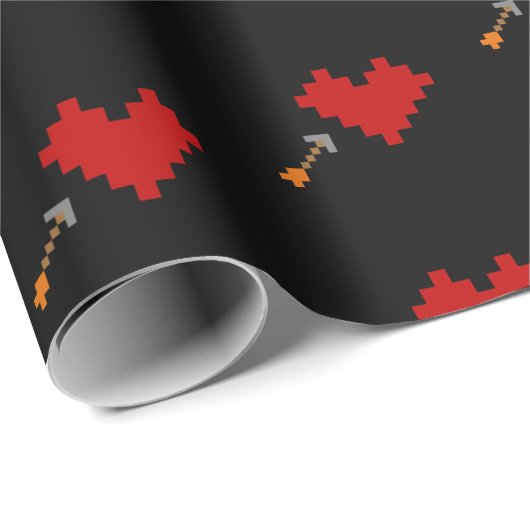 Retro Gamer 8 Bit Herz und Pfeil Geschenkpapier (Rolleneckpunkt)