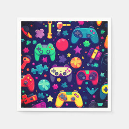 Retro Gamer Arcade Birthday Party Napkins Serviette