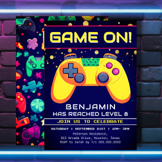 Retro Gamer Arcade Geburtstagsparty Einladung