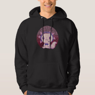 Retro Gamer Axolotl Fish Playing Video Games Pixel Hoodie