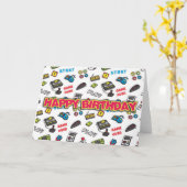 Retro Gamer Birthday Card Karte (Gelbe Blume)