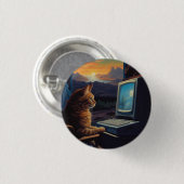 Retro Gamer Cat | 8-Bit Pixel Art Gaming Button (Vorne & Hinten)