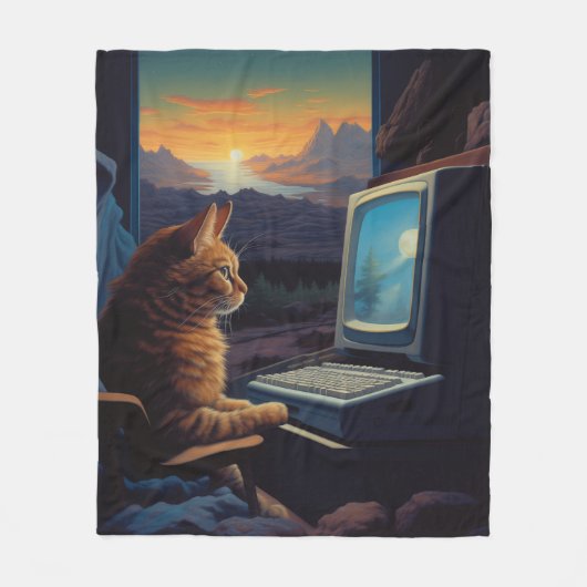 Retro Gamer Cat | 8-Bit Pixel Art Gaming Fleecedecke (Vorderseite)