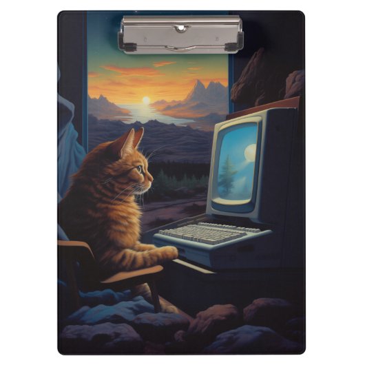 Retro Gamer Cat | 8-Bit Pixel Art Gaming Klemmbrett (Vorderseite)
