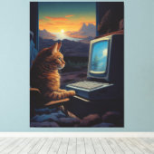 Retro Gamer Cat | 8-Bit Pixel Art Gaming Leinwanddruck (Insitu (Holzboden))