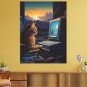 Retro Gamer Cat | 8-Bit Pixel Art Gaming Leinwanddruck (Insitu (Wohnzimmer))