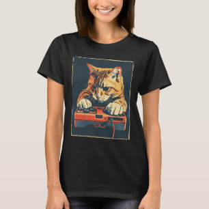 Retro Gamer Cat mit Spielekonsole für Spiel T-Shirt