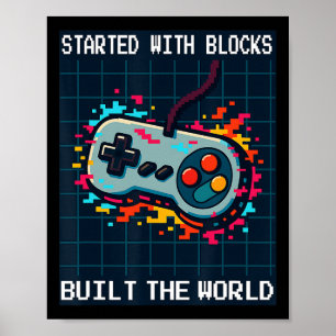 Retro-Gamer-Design für Männer begann mit Blöcken B Poster
