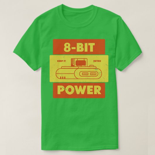 Retro Gamer mit 8 bit Power T-Shirt (Design vorne)