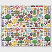 Retro Gamer Pixel Wrapping Paper Geschenkpapier (Flach)