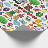 Retro Gamer Pixel Wrapping Paper Geschenkpapier (Ecke)