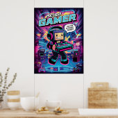 Retro-Gamer-Roboter Poster (Küche)