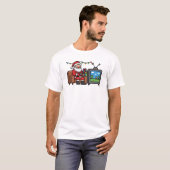 Retro Gamer Santa Pixel Christmas T-Shirt (Vorne ganz)