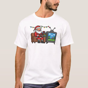 Retro-Gamer-Santa-Pixel-Weihnachten T-Shirt