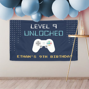 Retro Gamer Theme Kindergeburtstag Party Banner