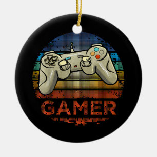 Retro-Gamer Videospiel-Player Jungen Mädchen Teena Keramik Ornament
