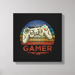 Retro-Gamer Videospiel-Player Jungen Mädchen Teena Leinwanddruck