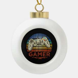 Retro-Gamer Videospielspieler Jungen Mädchen Teena Keramik Kugel-Ornament