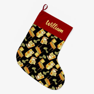 Retro Games Pattern Großer Weihnachtsstrumpf