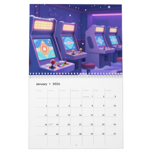 Retro Gaming 2026 Calendar Kalender (Jan 2026)