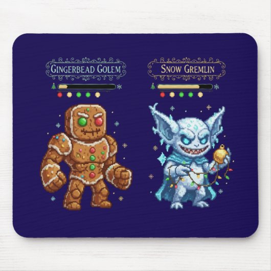 Retro Gaming Christmas | Pixel Art Gingerbread  Mousepad (Vorne)