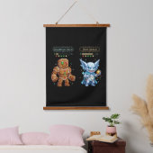 Retro Gaming Christmas | Pixel Art Gingerbread  Wandteppich Mit Holzrahmen (Schlafzimmer)