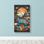 Retro Gaming City Leinwanddruck (Insitu (Holzboden))