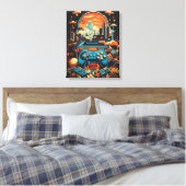 Retro Gaming City Leinwanddruck (Insitu (Schlafzimmer))