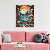 Retro Gaming City Leinwanddruck (Insitu (Wohnzimmer))