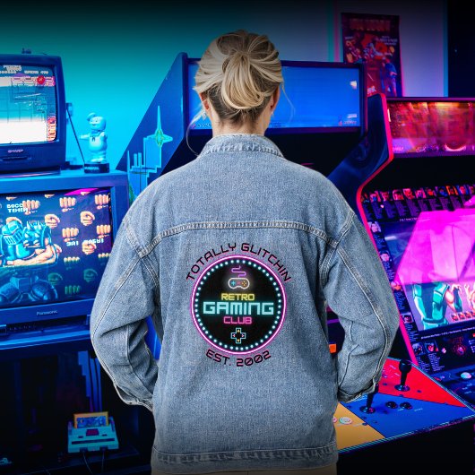 Retro Gaming Club Round Denim Jacket Jeansjacke