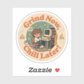 Retro Gaming Desk Character Artwork - Arbeit an de Aufkleber (Blatt)