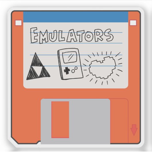Retro Gaming Emulators Floppy Disk Aufkleber (Vorderseite)