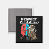 Retro Gaming Funny Gamer Controller 80s Respect Yo Magnet (Vorderseite/Rückseite)