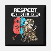 Retro Gaming Funny Gamer Controller 80s Respect Yo Magnet (Vorne)