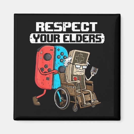 Retro Gaming Funny Gamer Controller 80s Respect Yo Magnet (Vorne)