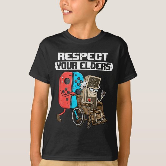 Retro Gaming Funny Gamer Controller 80s Respect Yo T-Shirt (Vorderseite)