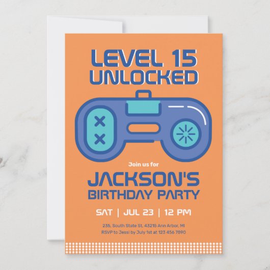 Retro Gaming Gamer Boy Video Game Player Geburtsta Einladung (Vorderseite)