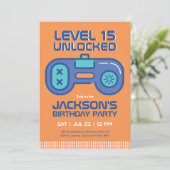 Retro Gaming Gamer Boy Video Game Player Geburtsta Einladung (Stehend Vorderseite)