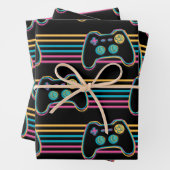 Retro Gaming Geek Gamer 80er Neonfarben Geschenkpapier Set (Beispiel)
