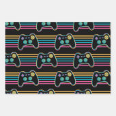 Retro Gaming Geek Gamer 80er Neonfarben Geschenkpapier Set (Vorderseite)