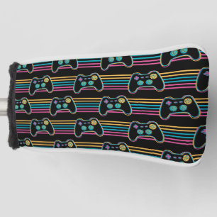 Retro Gaming Geek Gamer 80er Neonfarben Golf Headcover