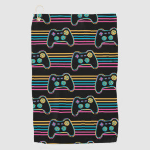 Retro Gaming Geek Gamer 80er Neonfarben Golfhandtuch